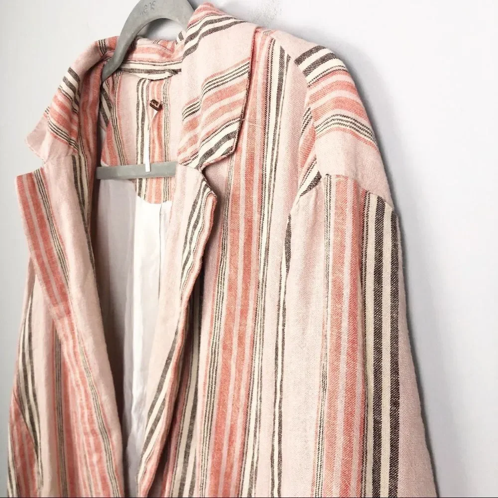 FREE PEOPLE | Simply Stripe Slouchy Boyfriend Style Blazer Linen Oversized Small